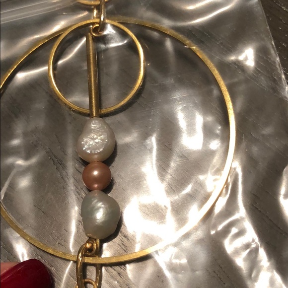 SOLD Pearl earrings Anthropologie hoops - Picture 7 of 8